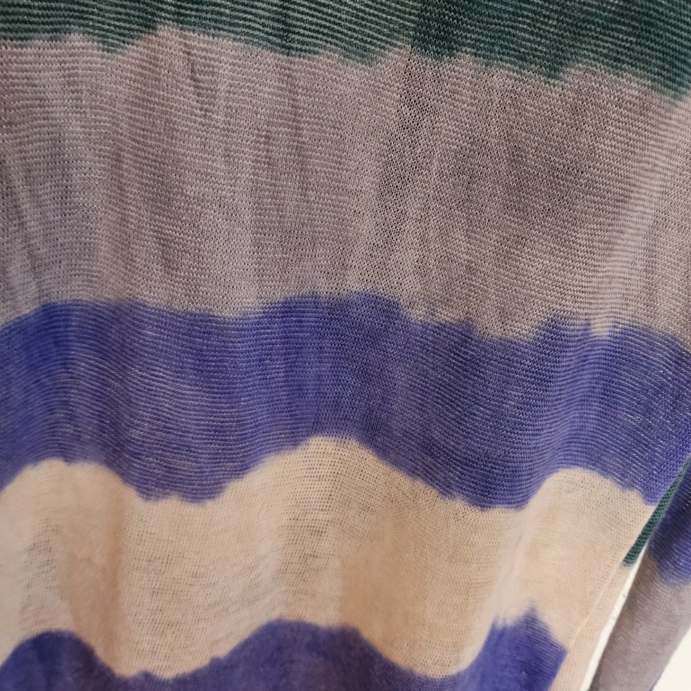 Vintage Havana Tie Dye Stripe Top Medium Crochet‎ Lace Cuffs USA Boho - Picture 2 of 7